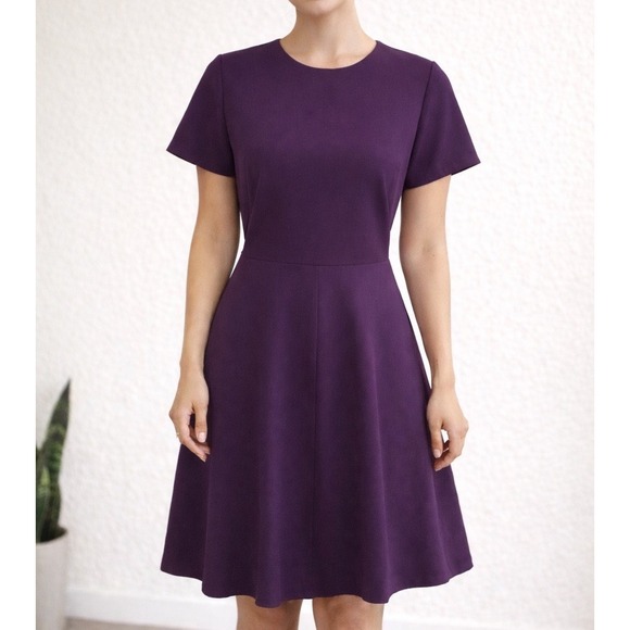 Brooks Brothers Dresses & Skirts - Brooks Brothers Wool Purple A-Line Dress Sz 6 Short Sleeve Career-core Classic